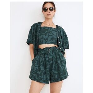 Madewell Tropicale Floral Paperbag Shorts M Linen Blend